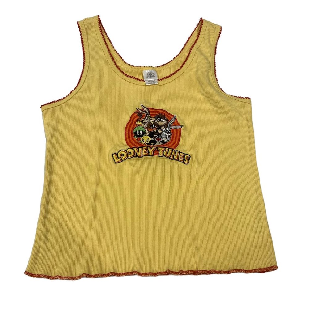 Juniors Looney Tunes Embroidered Tank Top Yellow Multi XXL
